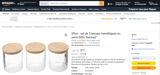 Set de 3 bocaux hemétiques 5five - verre à 7,90€