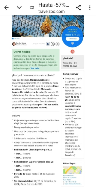 París Hotel junto al Louvre con hasta un -57% de Descuento.