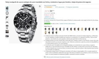Reloj Biden, cronógrafo de cuarzo analógico de acero inoxidable con fecha y resistente al agua por 34,31€