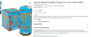 Monster Juiced Bebida Energética mango loco pack 4 latas 50 l por 4,76€