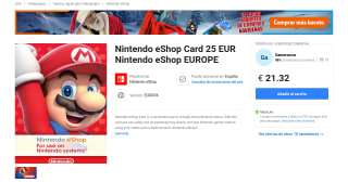 Tarjeta Nintendo Eshop de 25€ por 21,32€