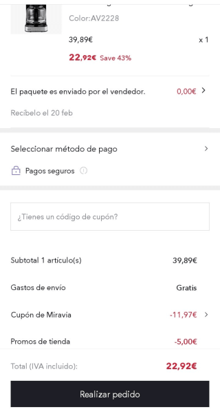 Cecotec Cafetera de Goteo Coffee 66 Smart por 22,92€.