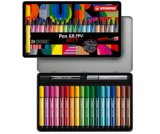 STABILO Rotulador Premium punta biselada (1 + 5 mm) Pen 68 MAX - ARTY Caja Metálica de 20 por solo 25,53€