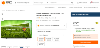 TV 55" Philips Ambilight 55PUS8009 - 4K UHD, LED, Smart TV, Titan OS, Dolby Atmos à 376,85€
