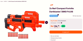 Nerf Compact Fortnite Dartblaster SMG F4106-2 stuks voor €24,95 bij Ibood
