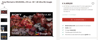Sony Mini-led-tv XR-85X95L, 215 cm / 85 ", 4K Ultra HD, Google TV voor €4499 bij Otto