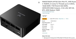 Minisforum Mini Pc Gamer Um760 Slim Amd Ryzen 5 voor €295 bij Amazon