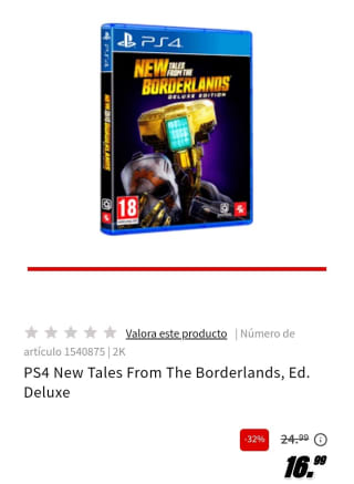 New Tales From The Borderlands, Ed. Deluxe PS4 por 16,99€.