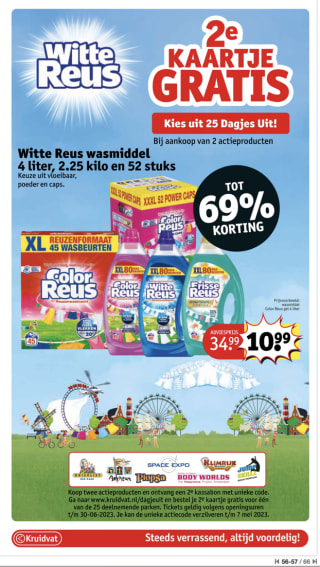 Gratis 2e kaartje op dagje uit bij aankoop 2 actieproducten