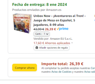 Juego mesa ¡Aventureros al Tren! por 26,39€
