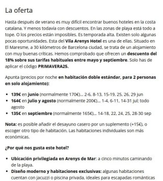 18% de descuento en estanvia Vila Arenys de Mar