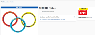 AERODIE Frisbee voor €9 bij de Lidl