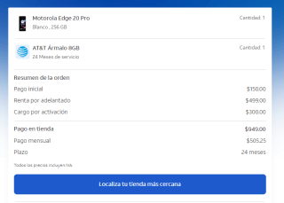 Motorola Edge 20 Pro 256GB por $12,126 en AT&T