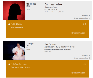 Mix & Match 3 voorstellingen voor €45 bij Het Nationale Theater Den Haag