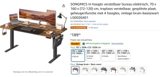 SONGMICS In hoogte verstelbaar bureau voor €149,99 bij Amazon.