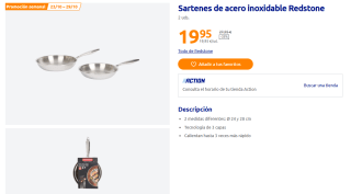 Sartenes de acero inoxidable Redstone por 19,95€