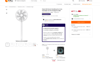 Xiaomi Mi Smart Standing Fan 2 Lite Ventilador de Pie Inteligente 38W por solo 49,98€