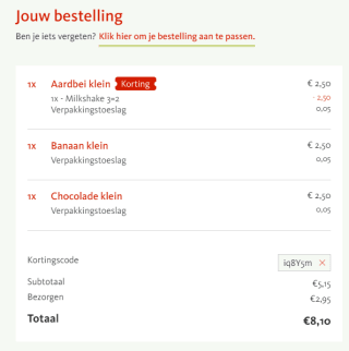 2+1 gratis op alle milkshakes bij Kwalitaria