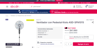 Ventilador Kioto con pedestal por $27.990