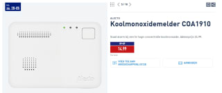 Alecto COA1910 Koolmonoxidemelder - 10 jaar sensor voor €14,99 bij de Aldi