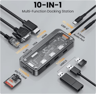 Estación de acoplamiento de concentrador USB tipo C 4K 5GB por 9,25€