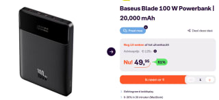 Baseus Powerbank Blade 20000mAh 100W voor €49,95 bij iBOOD