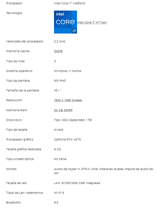 Portátil Gaming HP VICTUS 16-r1048ns, Intel Core i7-14650HX, 32GB, 1TB SSD, Nvidia GeForce RTX 4070 8GB, 16,1", W11 por 1.299€