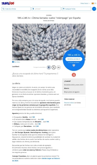 De 18€ hasta 24€ Vuelos Relámpago ida/vuelta por España.