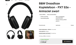 Bowers & Wilkins Px7 S2e Draadloze Over-Ear Noise Cancelling Koptelefoon voor €199 bij Amac