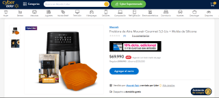 Freidora De Aire Mouvair Gourmet 5,5 Lts + Molde De Silicona por $69.990