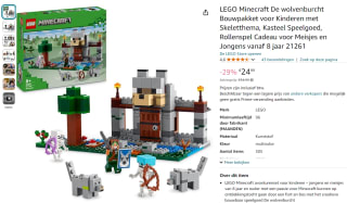 LEGO Minecraft De wolvenburcht (21261) voor €24,99 via Amazon
