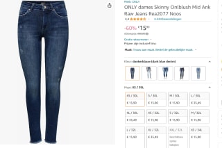 Only Blush dames skinny jeans voor €15,90 bij Amazon
