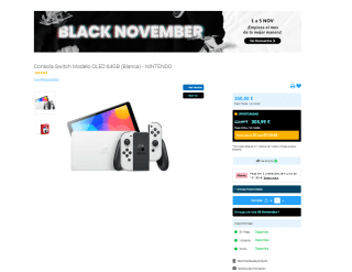 Black November Nintendo Switch Modelo OLED 64GB por 305,99€