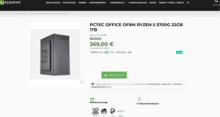 PCTEC OFFICE OF8M RYZEN 5 5700G 32GB 1TB por solo 369€