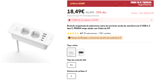 Enchufe empotrado de sobremesa por 18,49€