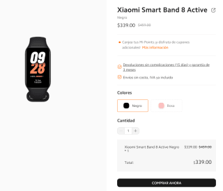 Xiaomi Smart Band 8 Active por $327 con cupón