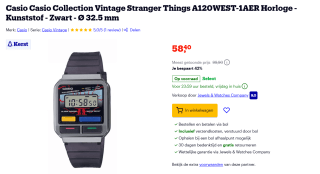 Casio Casio Collection Vintage Stranger Things voor €58,40 bij Bol
