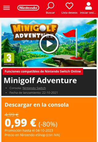 Minigolf Adventure Nintendo Switch por 0,99€..9