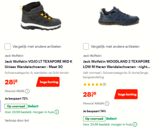 Tot 75% korting op Jack Wolfskin wandelschoenen bij Bol.com