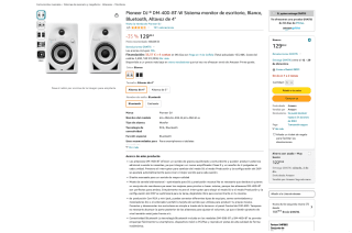 Pioneer DJ DM-40D-BT-W por solo 129,99€