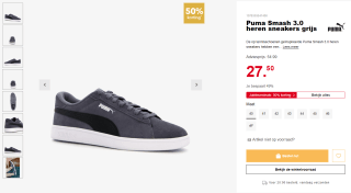 Puma Smash 3.0 grijze herensneakers voor €27,50 bij Scapino