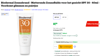 Biodermal Matterende zonnefluïde gezicht - SPF30 - 40 ml voor €8,99 met Bol select