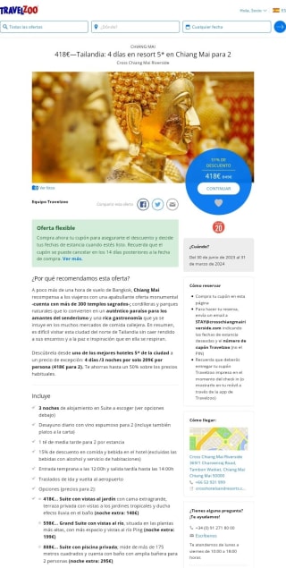 Chiang Mai Tailandia 4 días en Resort 5* por 418€ para 2 personas.