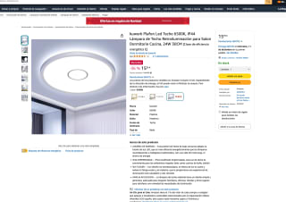 kuwork Plafon Led Techo 6500K IP44 Lámpara de Techo Retroiluminación 24W 30cm por solo 15,99€