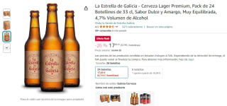 24 botellines Estrella de Galicia Cerveza Lager Premium por 17,65€