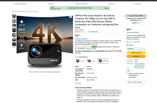 Proyector FHD HIPPUS Mini Smart Beamer 4K por 75,79€