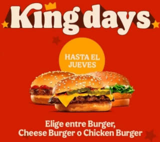 2 Cheese Burger o Chicken Burger por 2€ de Burger King