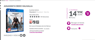 Juego Assassin's Creed Valhalla PS4 por 14,99€