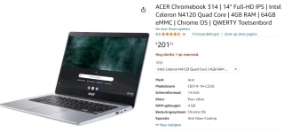 Acer Chromebook 314 (CB314-1H-C9FP) voor €201,32 bij Amazon
