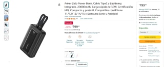 Anker Zolo Power Bank, Cable TipoC y Lightning Int por $799 | Descuento Amazon